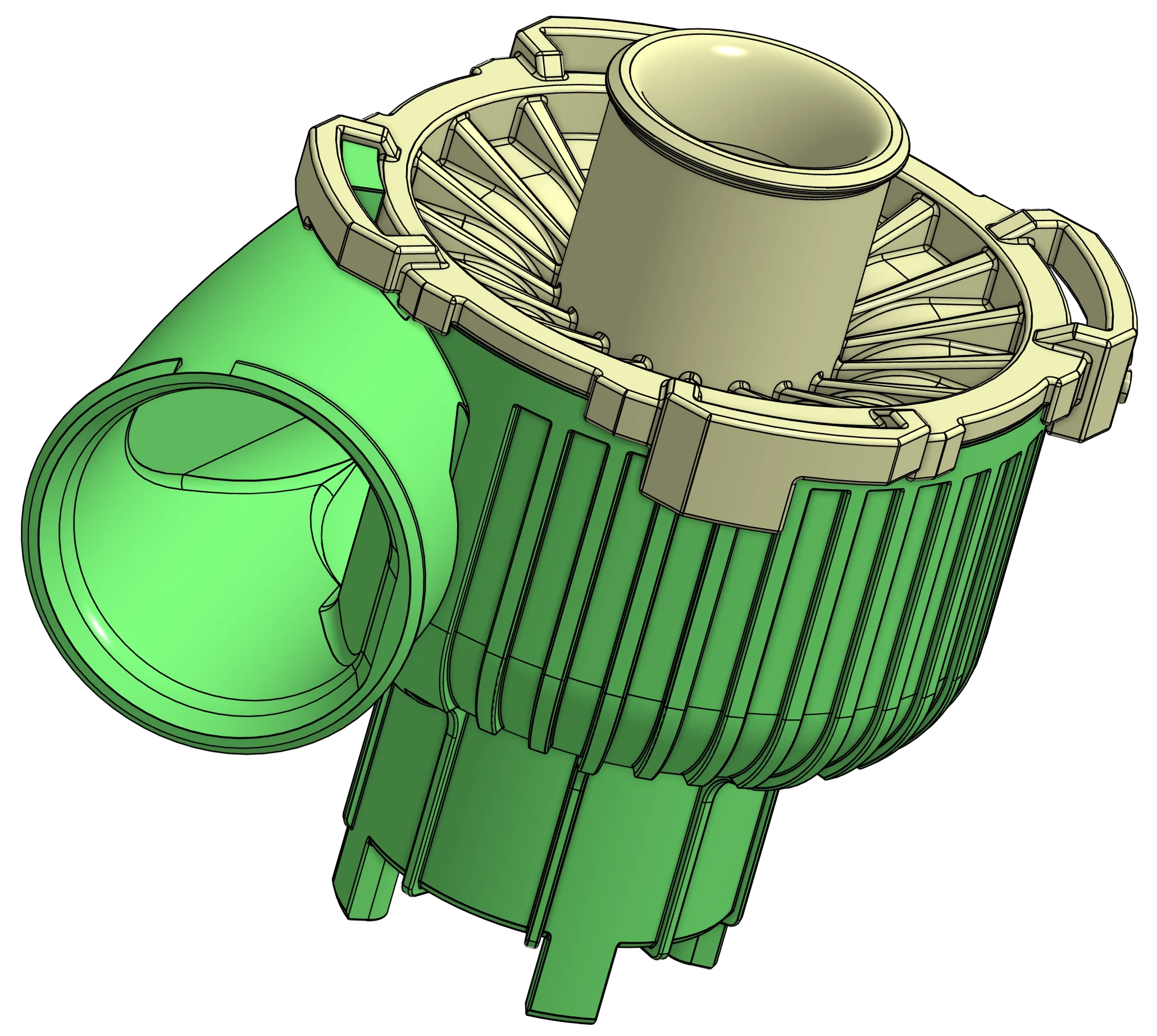 CAD-Modell einer erfinderischen Pumpe für Geschirrspüler. Gebrauchsmuster beim österreichischen Patentamt. Präzise CAD-Konstruktionen mit OpenSource und proprietärer Software in Salzburg und DACH-Region.